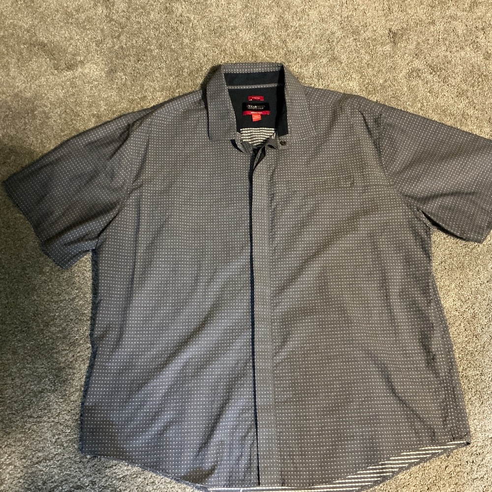 Kenneth Cole--Men's Stretch Button Down-XXL (Grey)